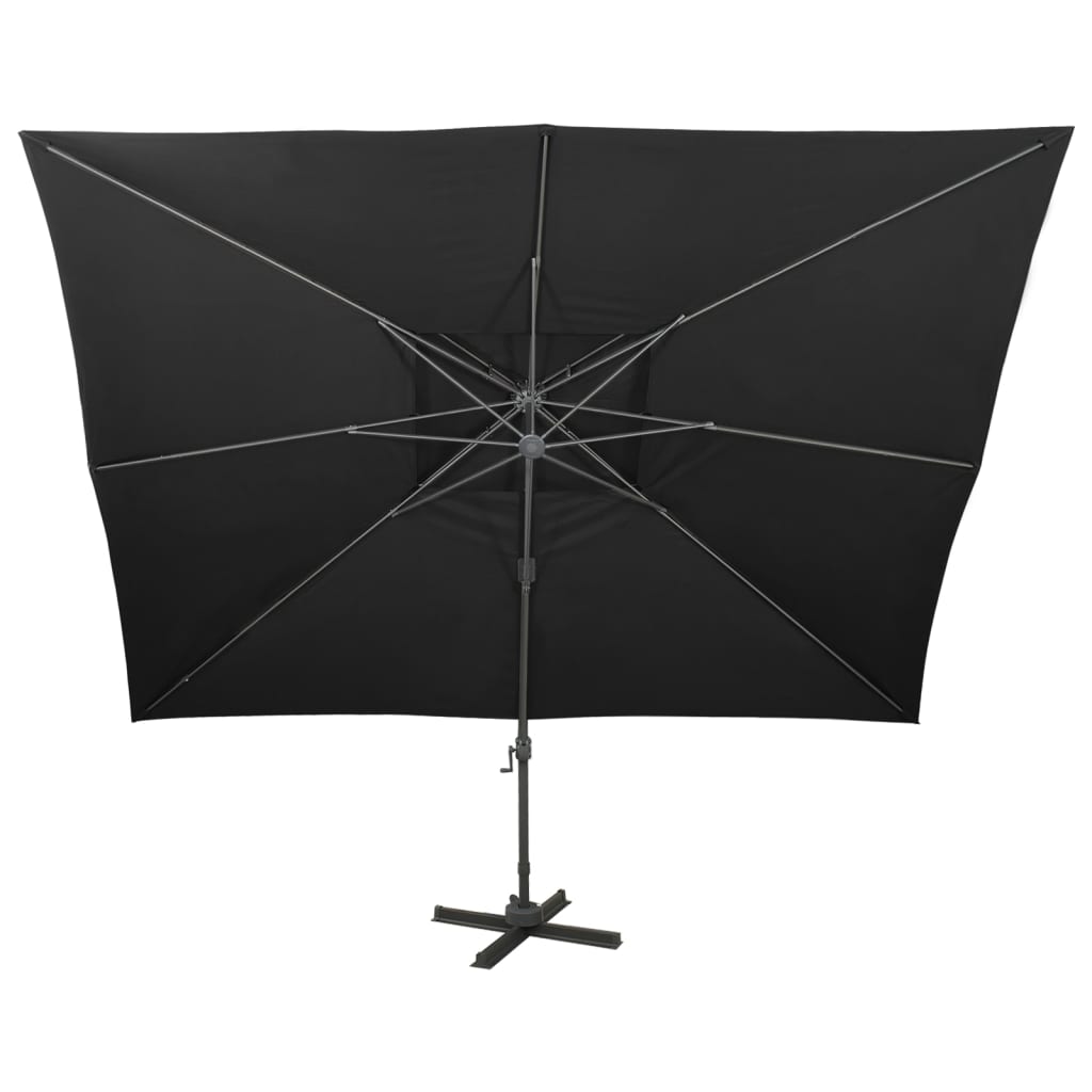 Ampelschirm mit Doppeldach Schwarz 400 x 300 cm