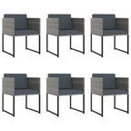 11-tlg. Garten-Essgruppe mit Kissen Poly Rattan Grau