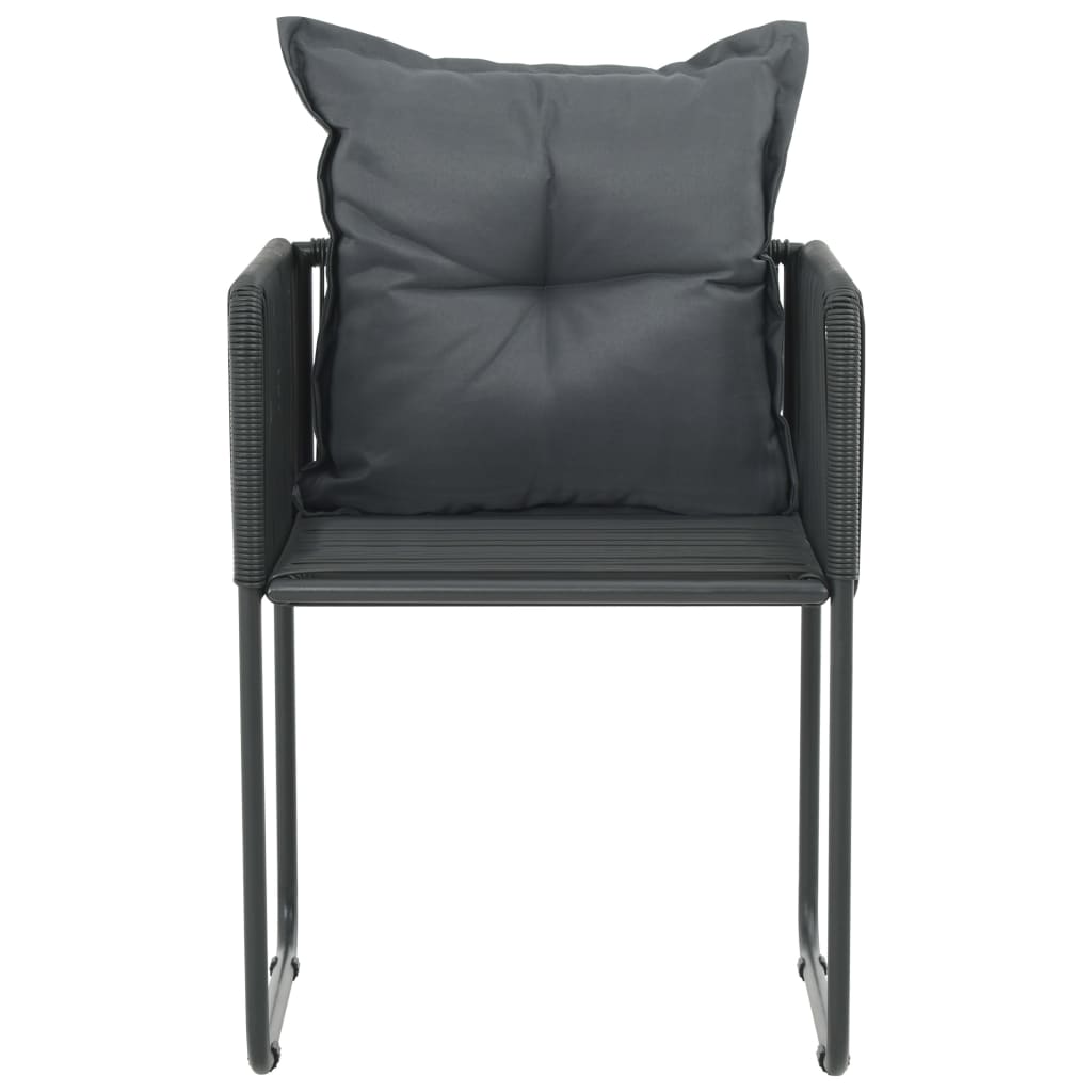 Gartenstühle 4 Stk. mit Kissen Poly Rattan Schwarz