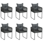 Gartenstühle 6 Stk. mit Kissen Poly Rattan Schwarz