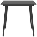 Garten-Esstisch Schwarz 80x80x74 cm Stahl und Glas