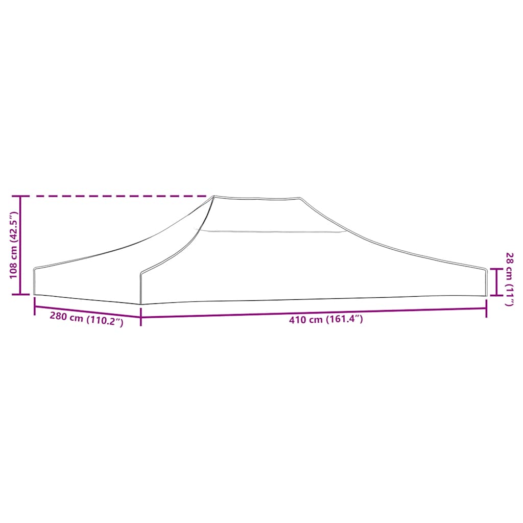 Partyzelt-Dach 4x3 m Anthrazit 270 g/m²