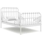 Ausziehbett Weiß Metall 80x130/200 cm