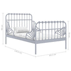 Ausziehbett Grau Metall 80x130/200 cm