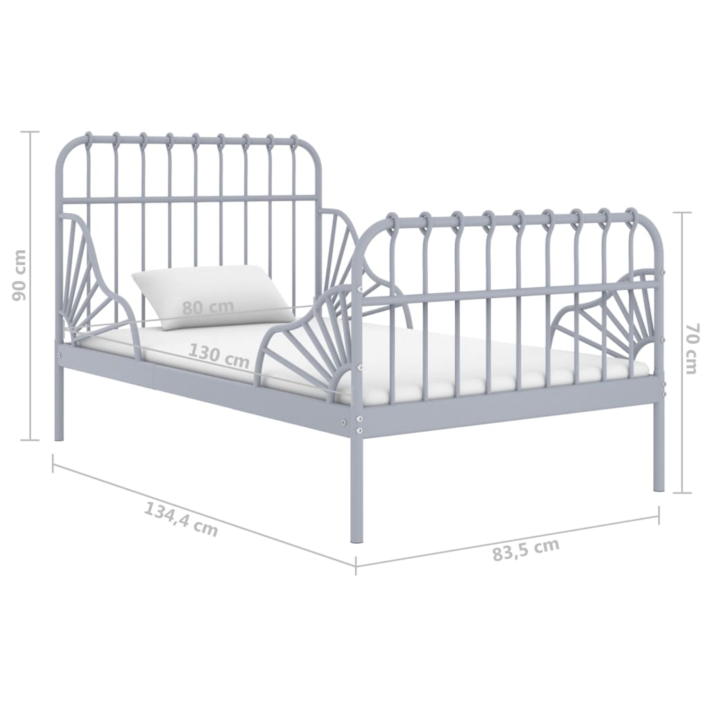 Ausziehbett Grau Metall 80x130/200 cm