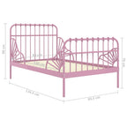 Ausziehbett Rosa Metall 80x130/200 cm