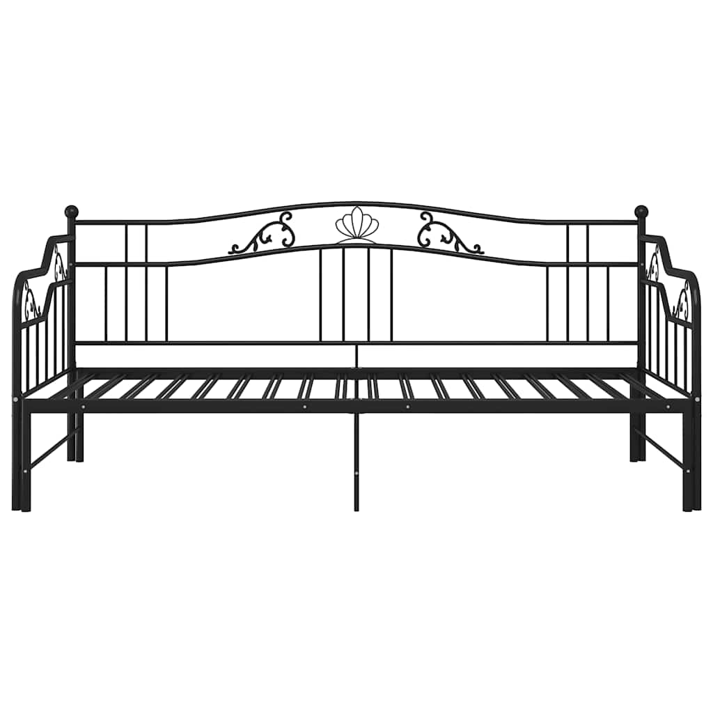 Ausziehsofa Bettgestell Schwarz Metall 90x200 cm