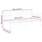 Schlafsofa Bettgestell Weiß Metall 90x200 cm