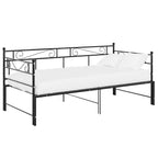 Tagesbett Ausziehbar Schwarz Metall 90x200 cm