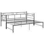 Tagesbett Ausziehbar Schwarz Metall 90x200 cm