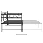 Tagesbett Ausziehbar Schwarz Metall 90x200 cm