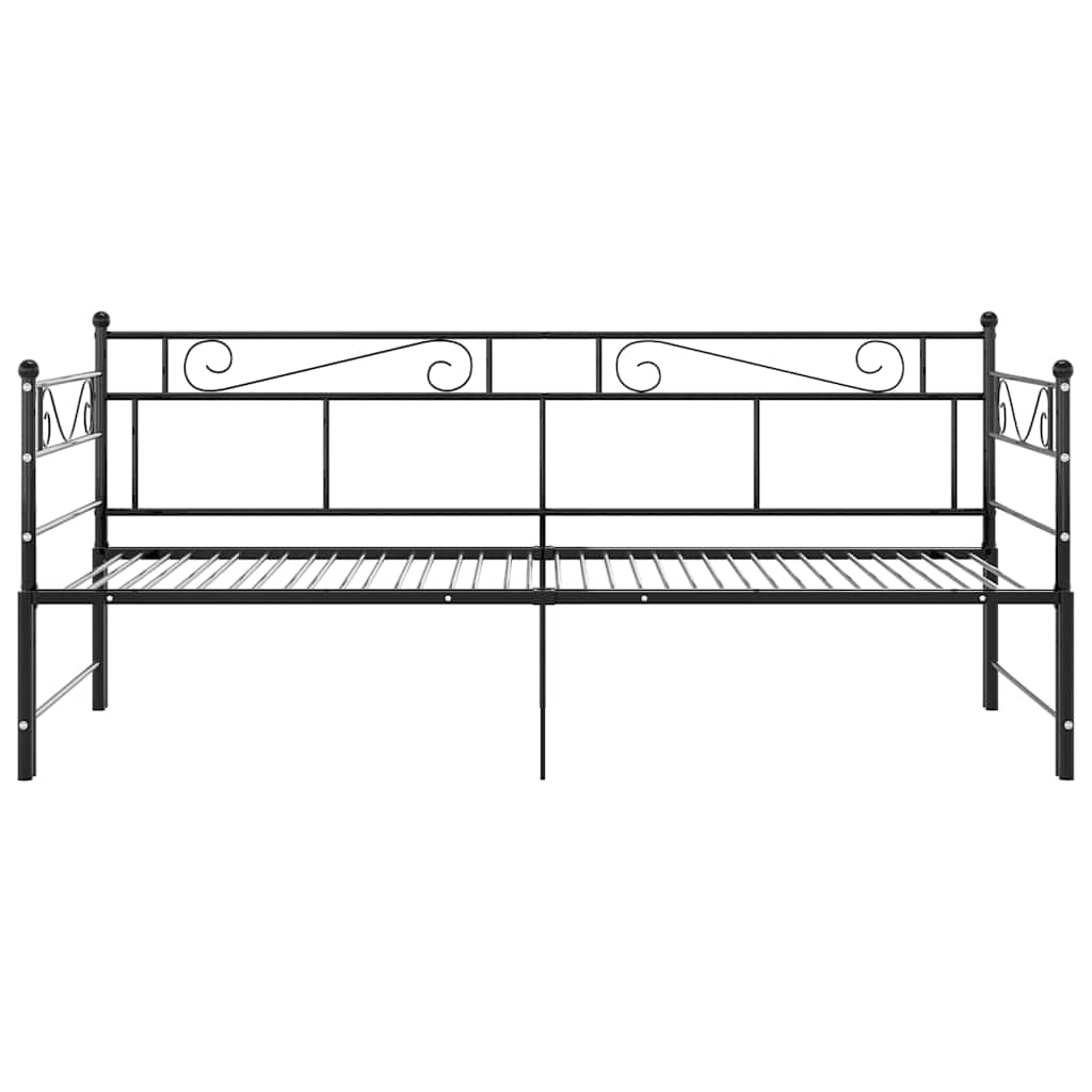 Tagesbett Ausziehbar Schwarz Metall 90x200 cm