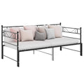 Tagesbett Ausziehbar Schwarz Metall 90x200 cm