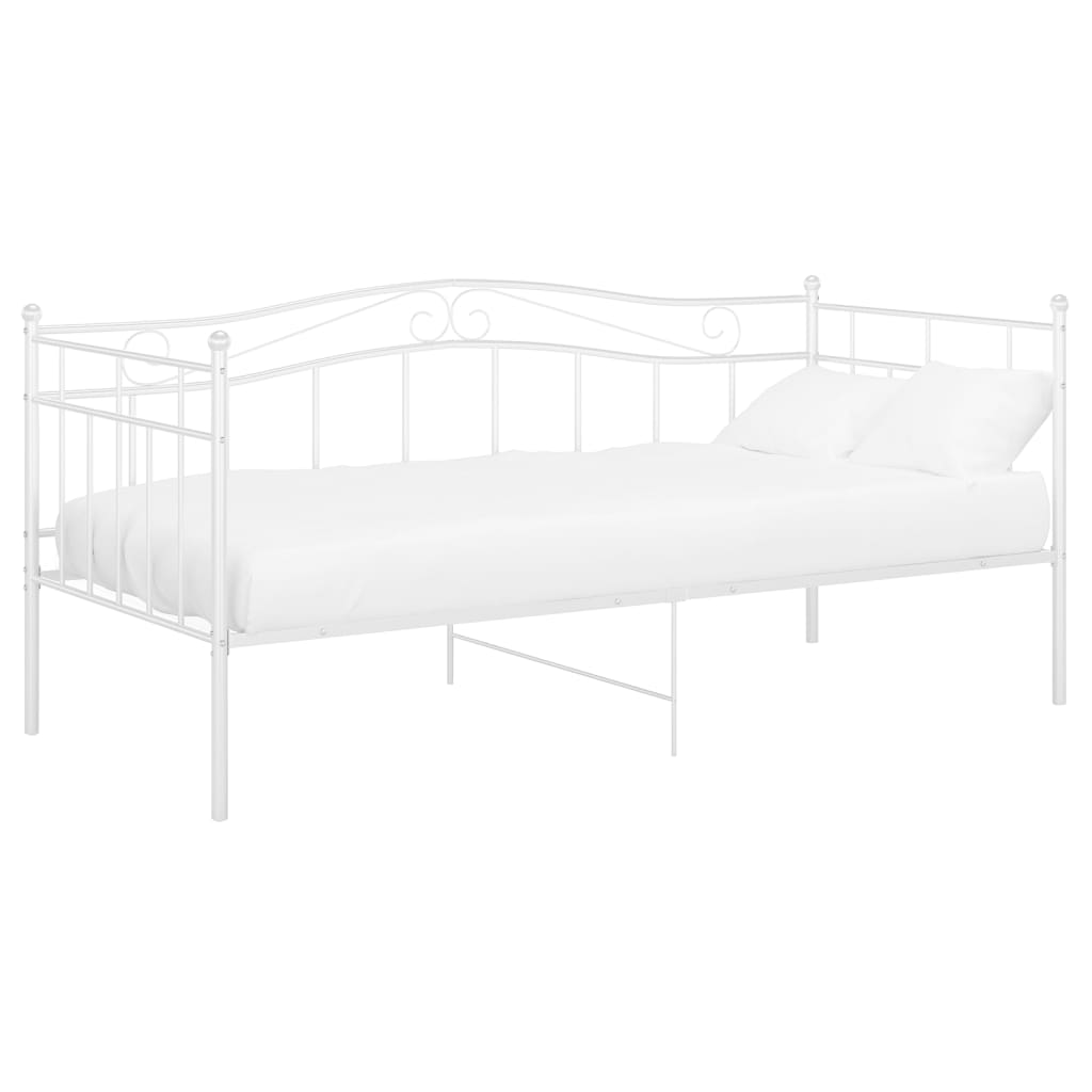 Schlafsofa Bettgestell Weiß Metall 90x200 cm