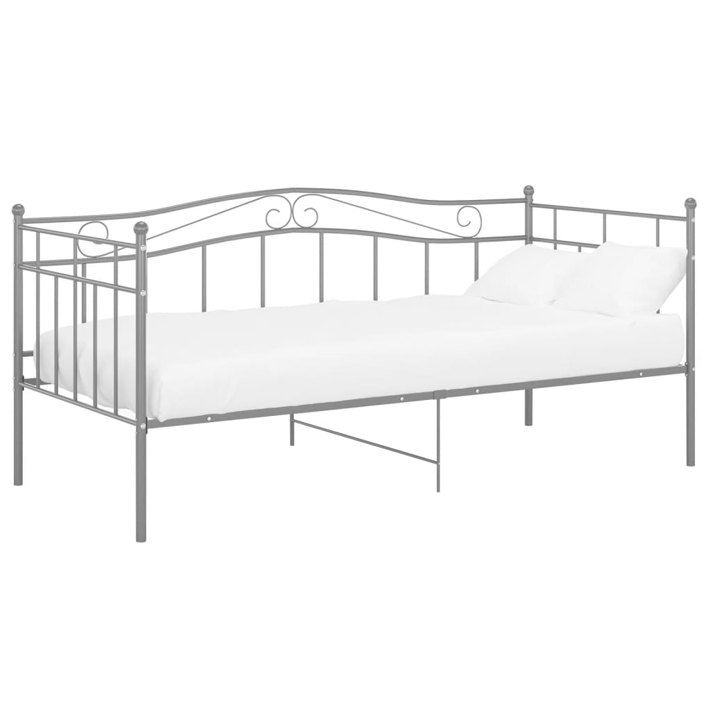 Schlafsofa Bettgestell Grau Metall 90x200 cm