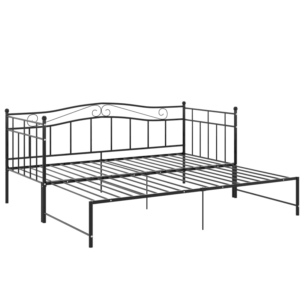 Ausziehsofa Bettgestell Schwarz Metall 90x200 cm