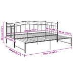 Ausziehsofa Bettgestell Schwarz Metall 90x200 cm