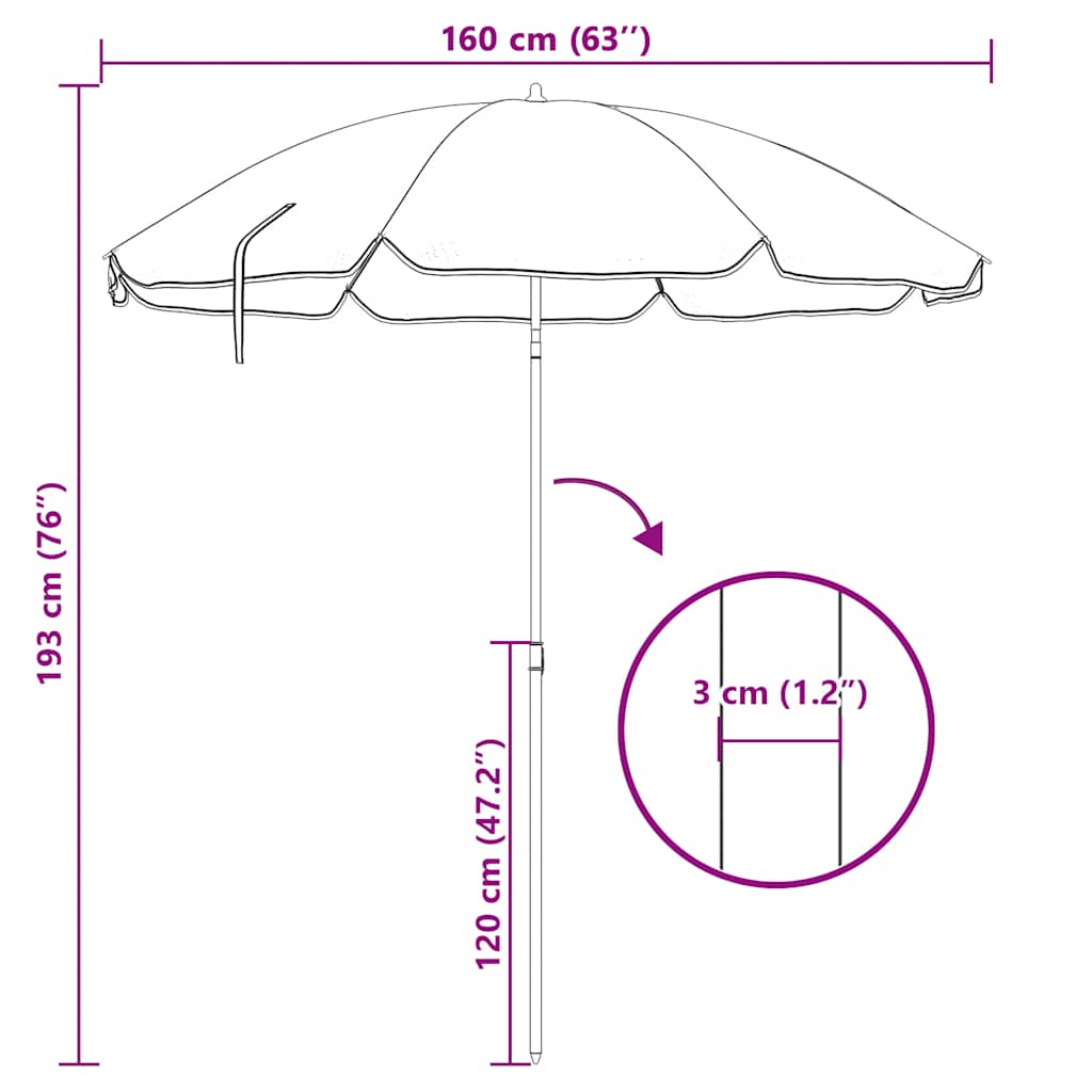 Sonnenschirm mit Stahlmast Blau 180 cm