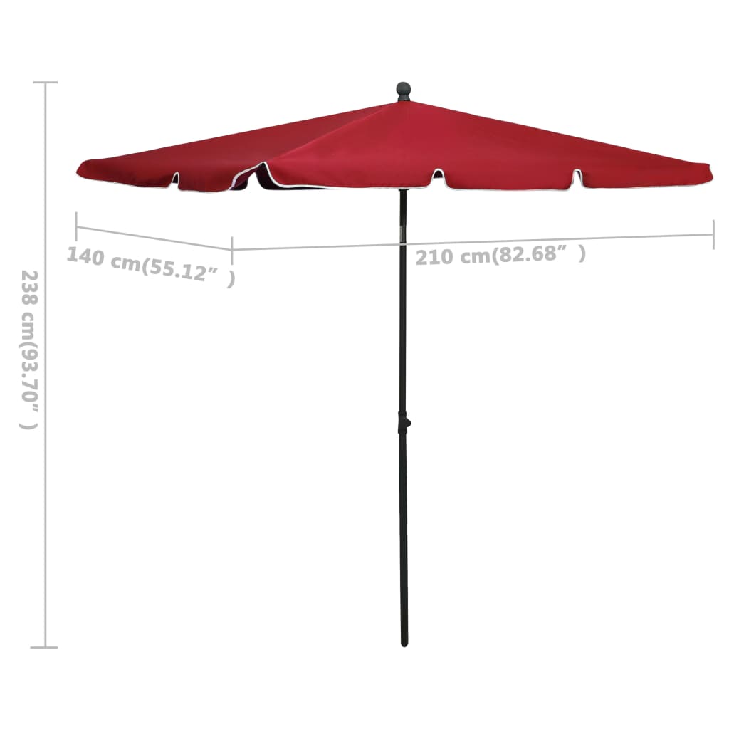 Sonnenschirm mit Mast 210x140 cm Bordeauxrot