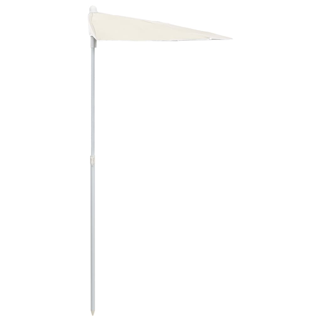 Halb-Sonnenschirm mit Mast 180x90 cm Sandfarbe