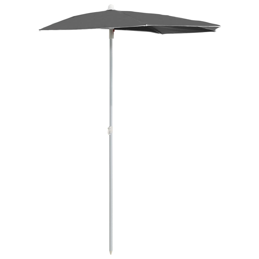 Halb-Sonnenschirm mit Mast 180x90 cm Anthrazit