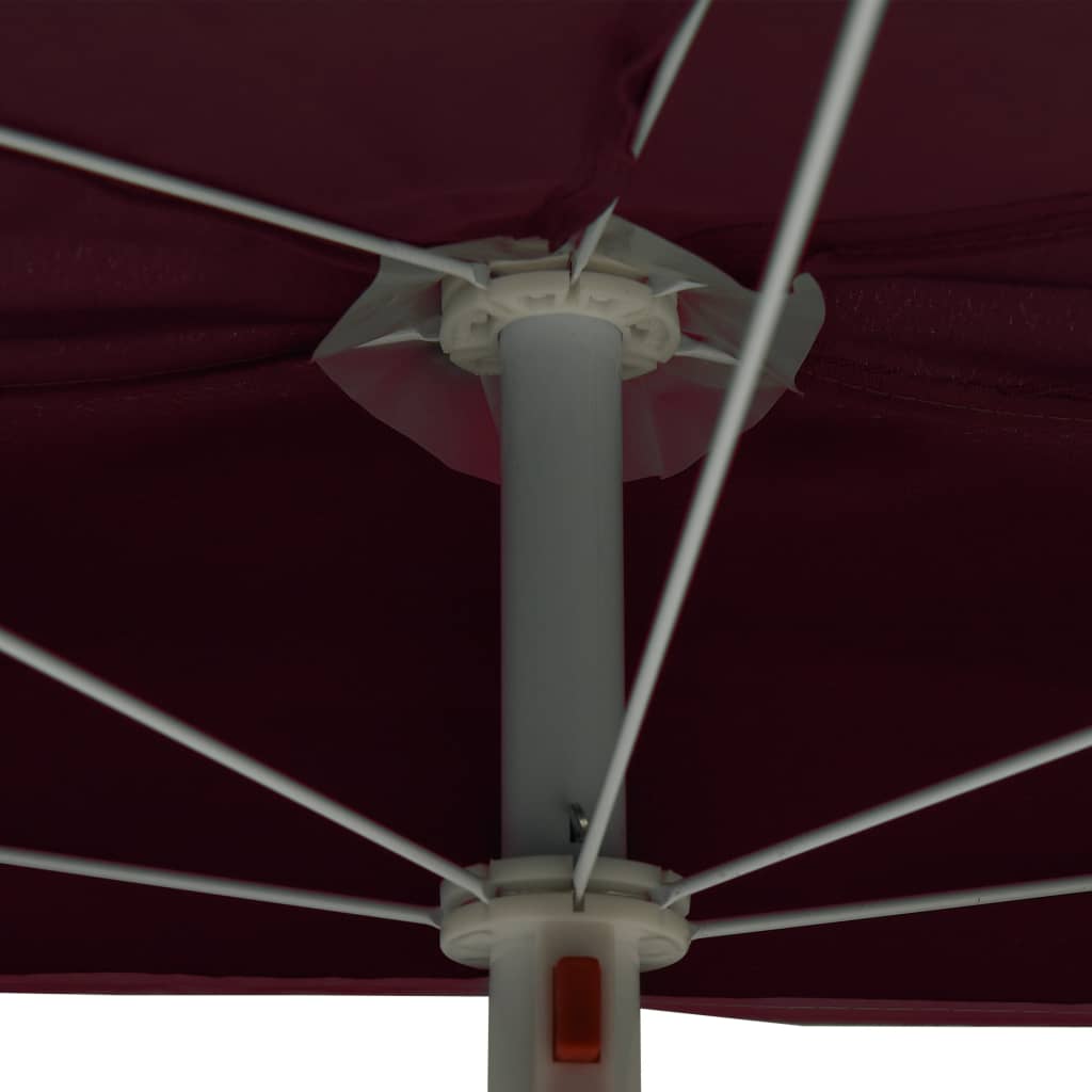 Halb-Sonnenschirm mit Mast 180x90 cm Bordeauxrot
