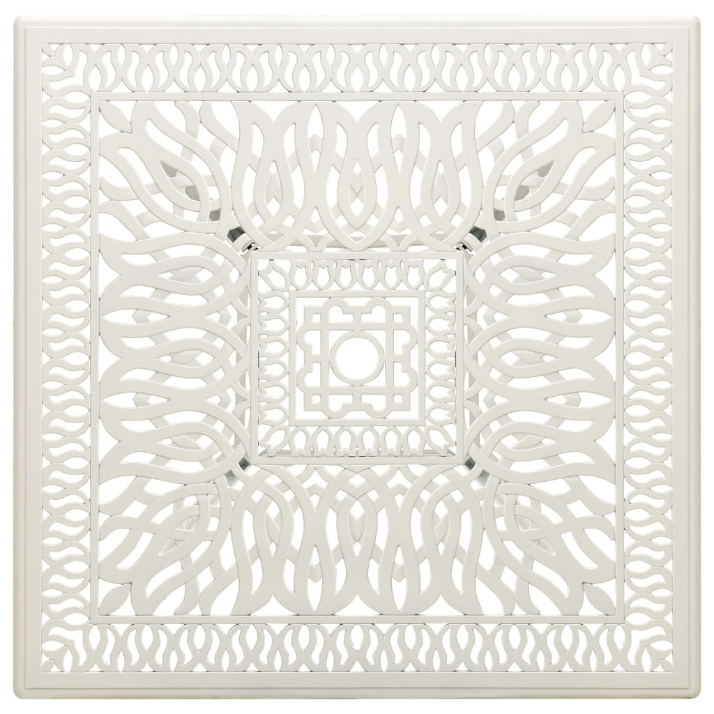 Gartentisch Weiß 90x90x73 cm Aluminiumguss