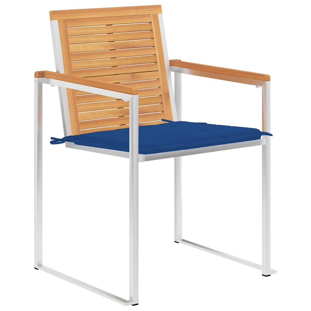 Gartenstühle mit Kissen 2 Stk. Massivholz Teak und Stahl