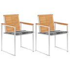 Gartenstühle mit Kissen 2 Stk. Massivholz Teak und Stahl