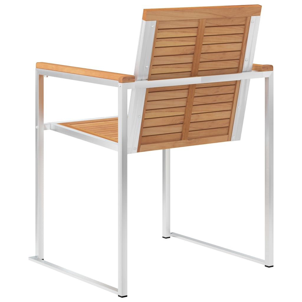 Gartenstühle mit Kissen 2 Stk. Massivholz Teak und Stahl