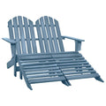 Adirondack-Gartenbank 2-Sitzer mit Fußteil Tannenholz Blau