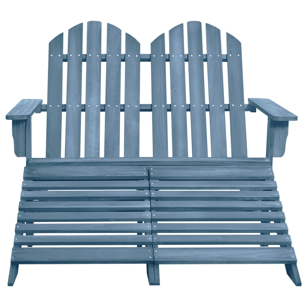 Adirondack-Gartenbank 2-Sitzer mit Fußteil Tannenholz Blau