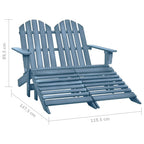 Adirondack-Gartenbank 2-Sitzer mit Fußteil Tannenholz Blau