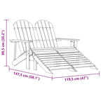 Adirondack-Gartenbank 2-Sitzer mit Fußteil Tannenholz Rosa