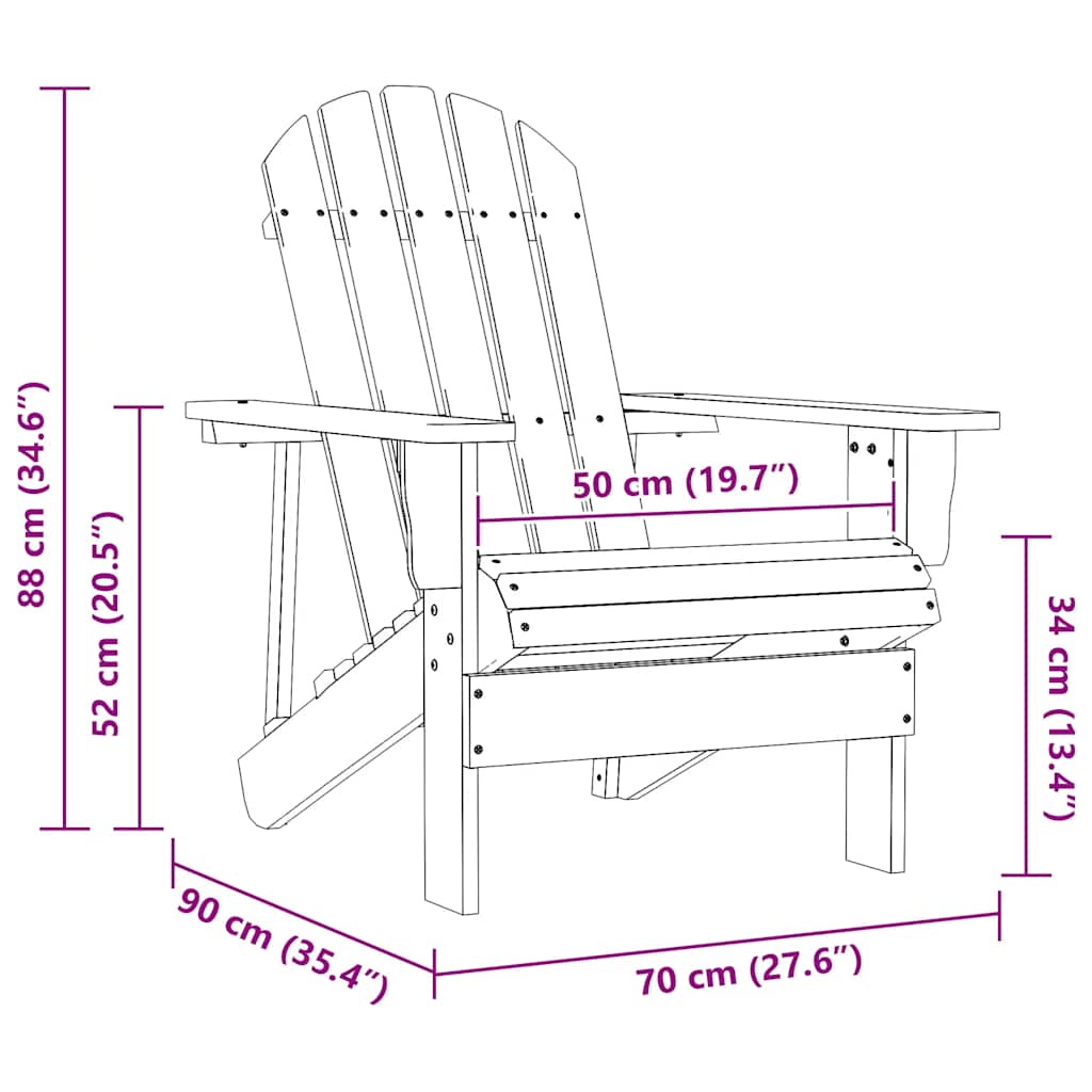 Adirondack-Gartenstuhl mit Tisch Massivholz Tanne
