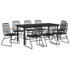 9-tlg. Garten-Essgruppe Schwarz PVC Rattan
