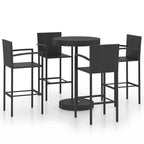 5-tlg. Gartenbar-Set Poly Rattan Schwarz