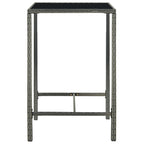 3-tlg. Gartenbar-Set mit Kissen Poly Rattan Grau