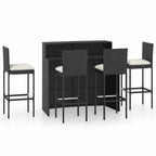 5-tlg. Gartenbar-Set mit Kissen Schwarz