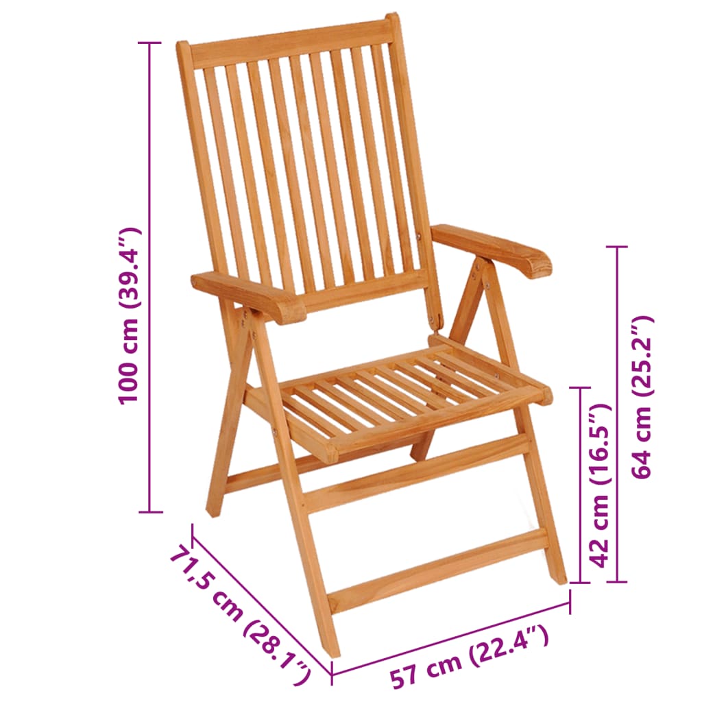 Gartenstühle 2 Stk. mit Weinroten Kissen Massivholz Teak