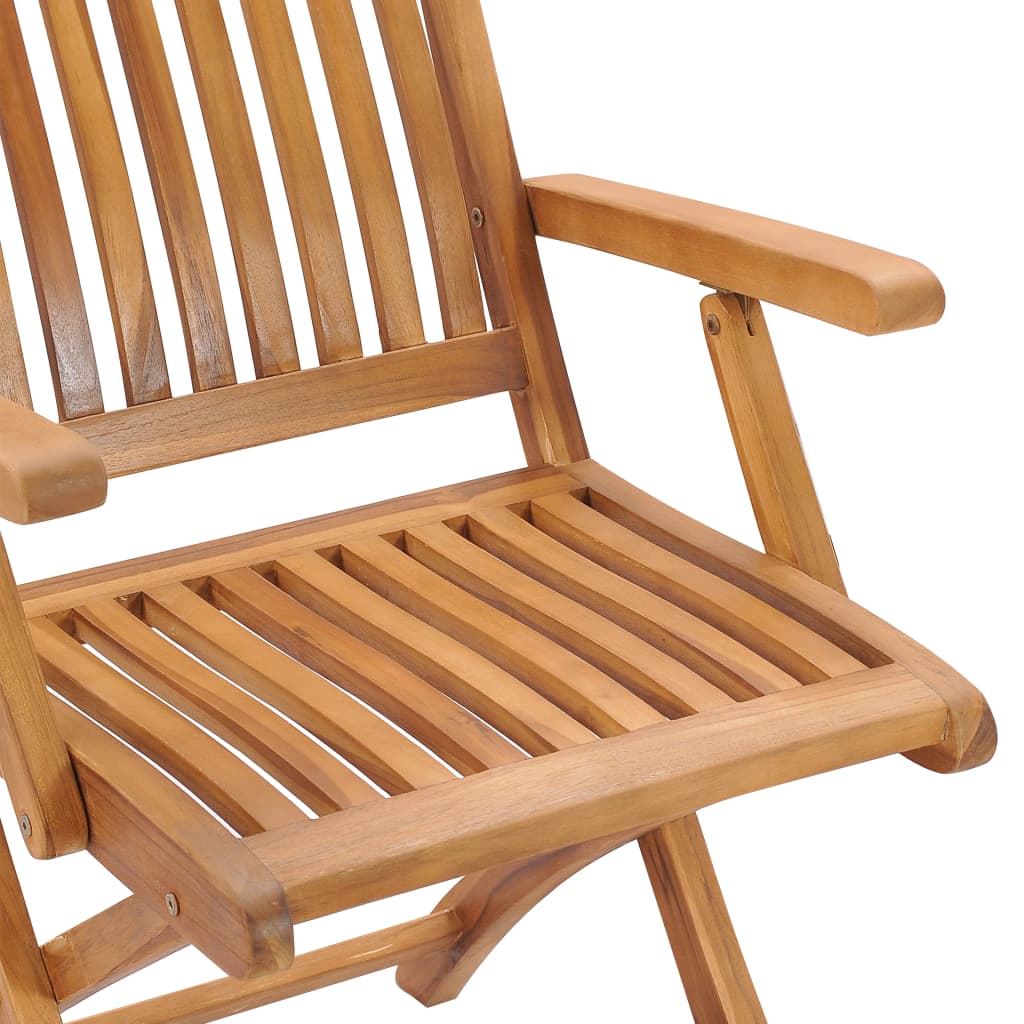 Gartenstühle 2 Stk. mit Grünen Kissen Teak Massivholz