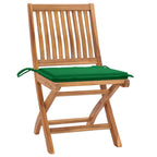 Gartenstühle 2 Stk. mit Grünen Kissen Teak Massivholz