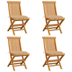 Gartenstühle mit Beige Kissen 4 Stk. Massivholz Teak