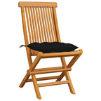 Gartenstühle mit Schwarzen Kissen 4 Stk. Massivholz Teak