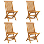 Gartenstühle mit Blauen Kissen 4 Stk. Massivholz Teak