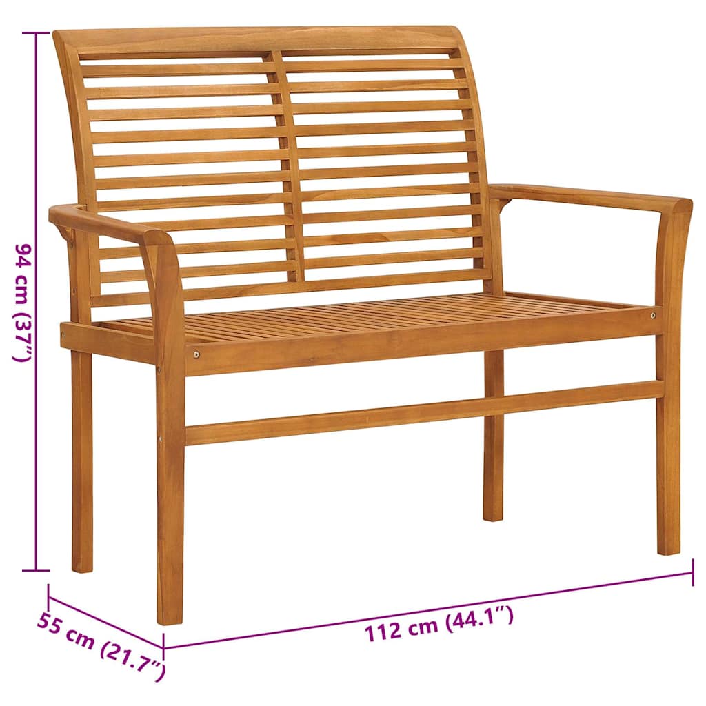 Gartenbank mit Anthrazit Auflage 112 cm Massivholz Teak