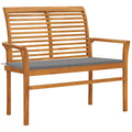 Gartenbank mit Grauer Auflage 112 cm Massivholz Teak