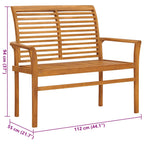Gartenbank mit Cremeweißer Auflage 112 cm Massivholz Teak