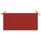 Gartenbank mit Roter Auflage 112 cm Massivholz Teak