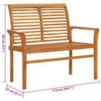 Gartenbank mit Schwarzer Auflage 112 cm Massivholz Teak